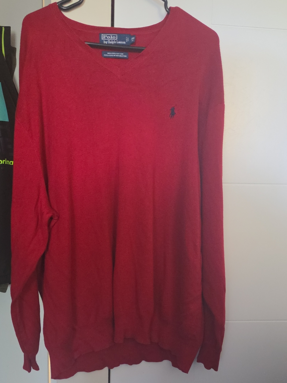 Polo by Ralph Lauren Red V-Neck Sweater with Navy Pony